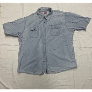 Wrangler Men’s Shirt Button Down XXL Blue Denim Flex For Comfort Short Sleeve
